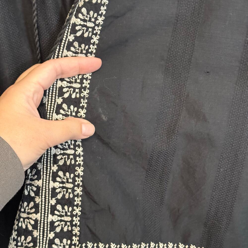 Madewell Camelia Blouse S Black Tunic Embroidery Tassel Festival Boho Peasant - Picture 8 of 10